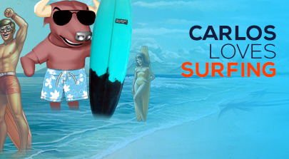 Carlos loves surfing